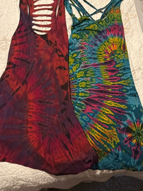 Dresses & Skirts - Handmade Tie-Dye Slip Dresses - Red & Multicolor